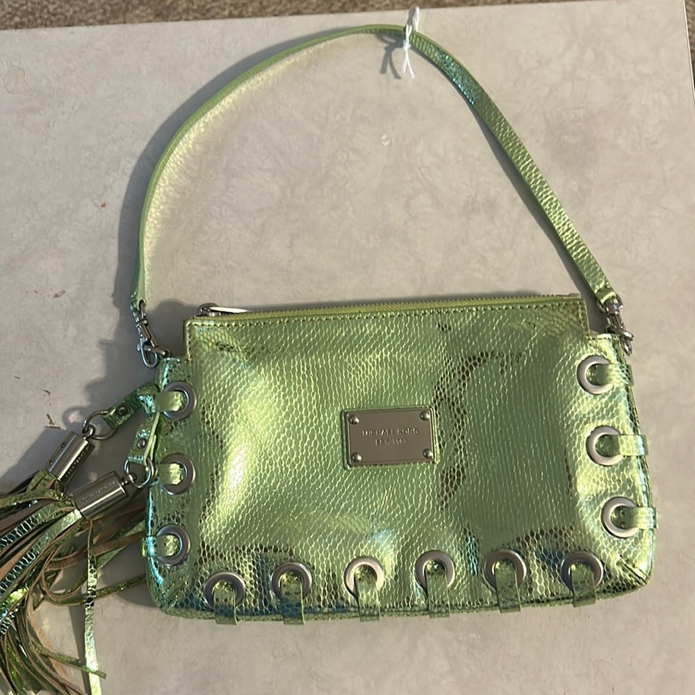 Michael Kors Metallic Lime Green Shoulder Bag HOT DEAL